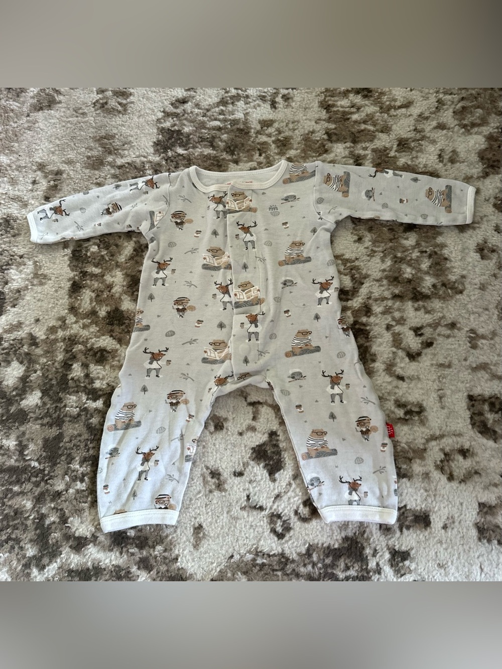 Magnetic Me Gray One-Piece  with Woodland Camper Print